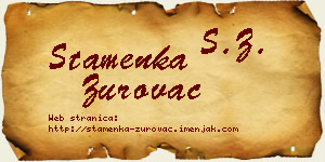 Stamenka Zurovac vizit kartica